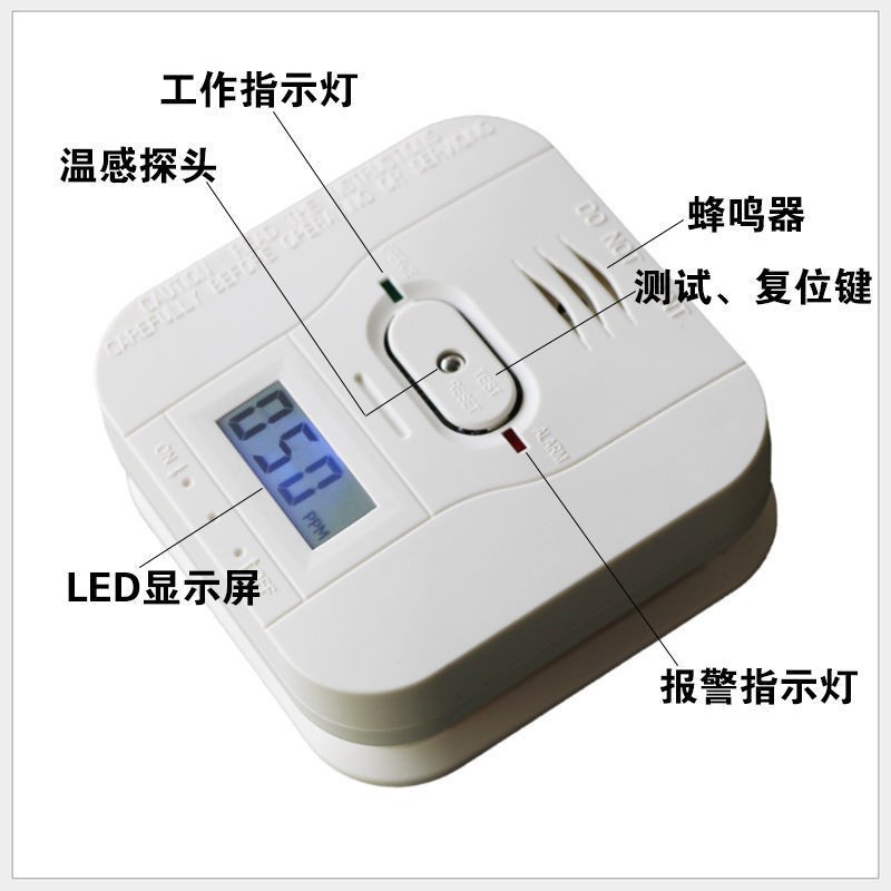  家用一氧化碳、溫度、煙霧三合一復(fù)合型報(bào)警器CO01A